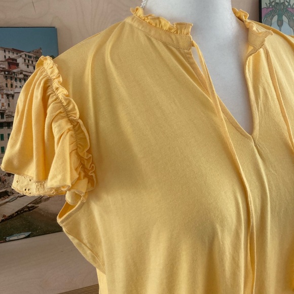 Women’s Chaps Yellow Ruffle Sleeve Tank - Picture 4 of 10